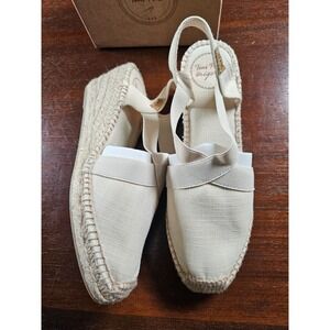 Toni Pons Woman's Size 7.5 Shoes Ecru Linen Textile Cream NWB